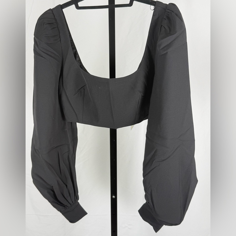 Naked Wardrobe Crop Top Black Long Sleeve Corset Bustier Size S - Picture 7 of 8